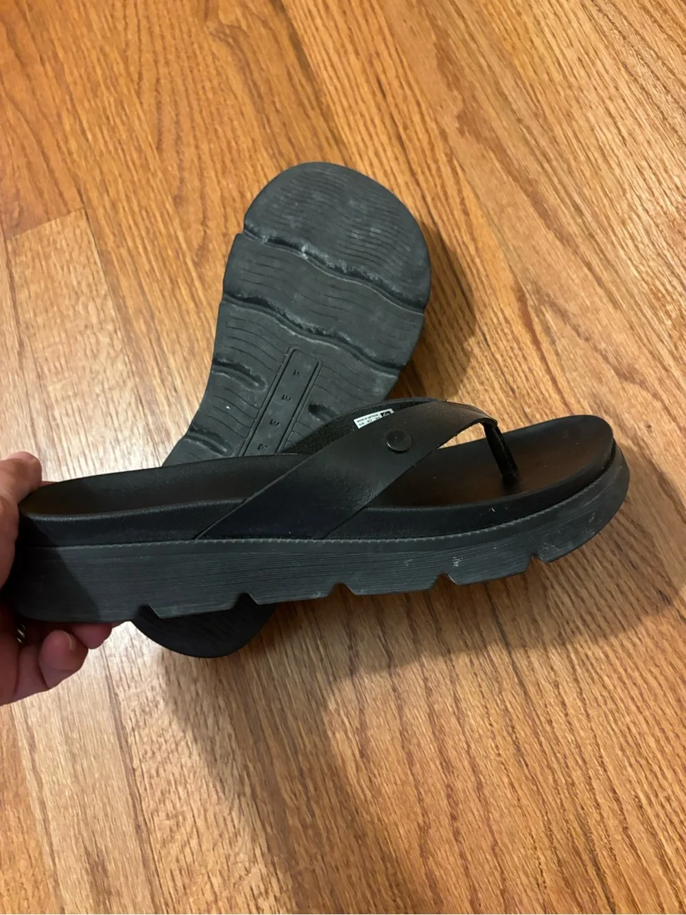 Reef Black Platform Thong Sandals